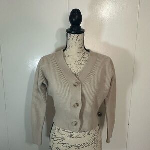 Club Monaco Cream Button-Up Cardigan